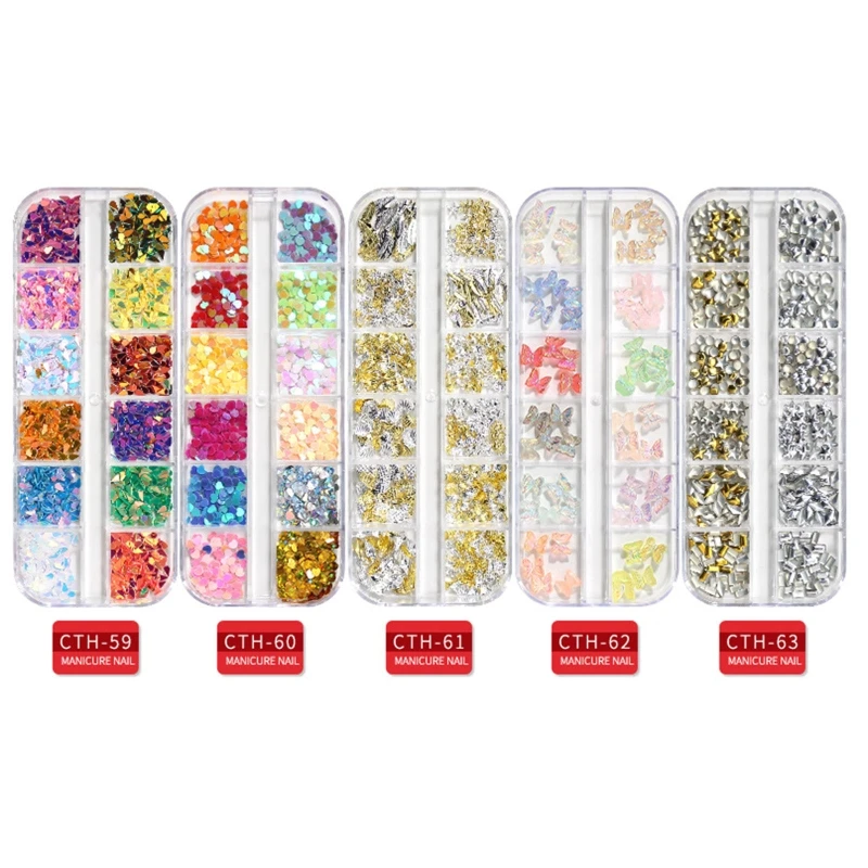

Nail Art Decoration 3D Nail Rhinestones Gems Nail Rivets Studs Nail Charms Glitters Sequins Multicolor Acrylic Crystals