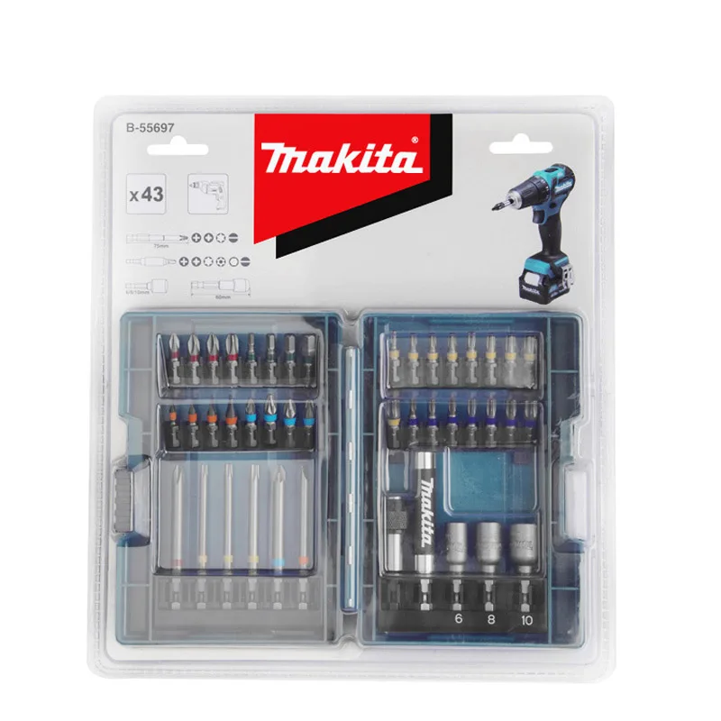 Makita Impact Screwdriver Color Box Drill Bit Set 43 6.35mm Combination Electric Original | Инструменты