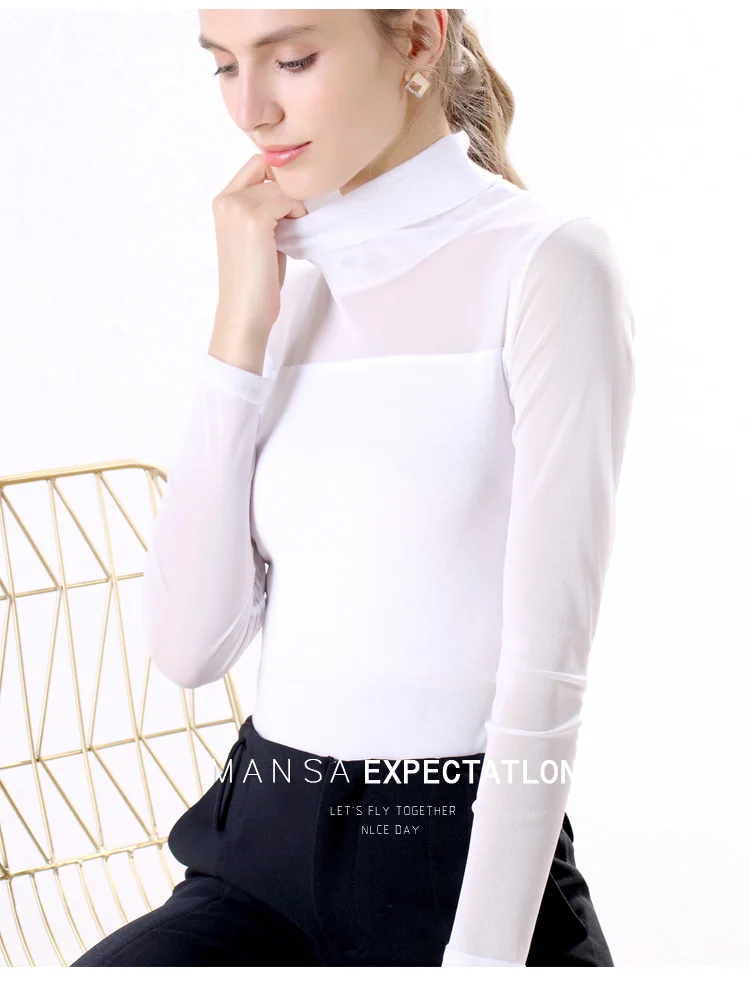 Модная водолазка пуловер футболки тонкое нижнее белье размера плюс одноцветная