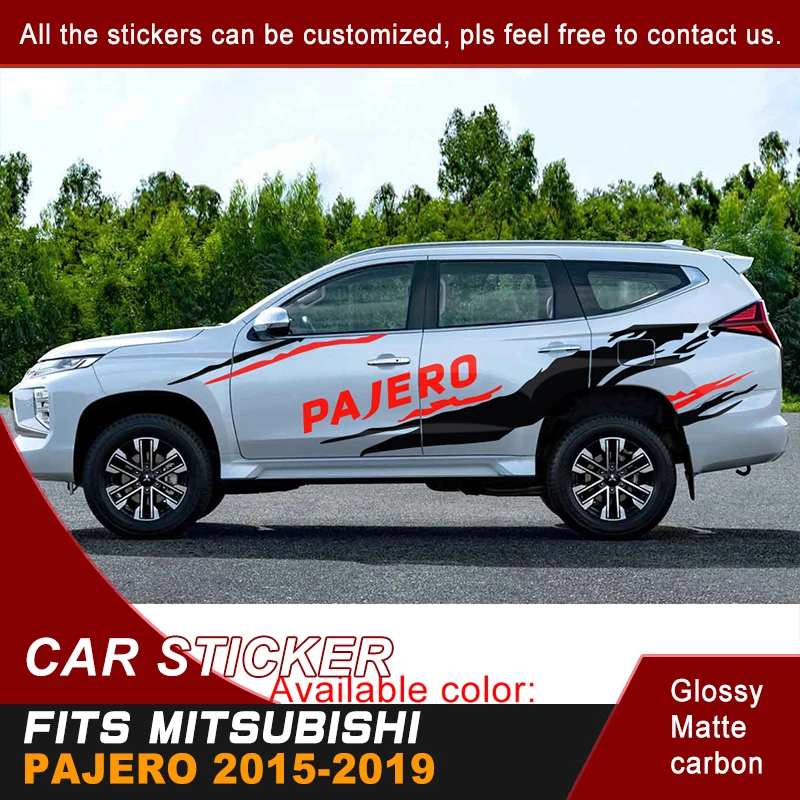 

Fit For MITSUBISHI PAJERO 2015 2016 2017 2018 2019 Car Decals Side Body Racing Mud 2 Colours Stripe Graphic Vinyl Car Sticker