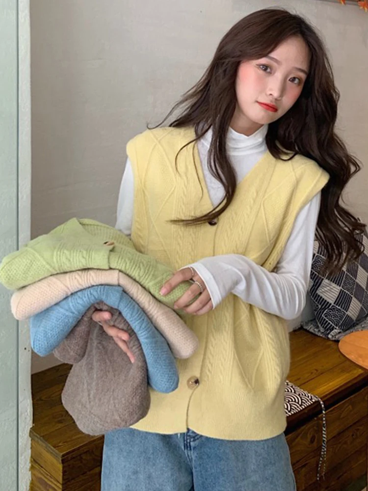 Осень 2019 вязаный жилет новый чистый красный нежный ветер свободные носки вязаные