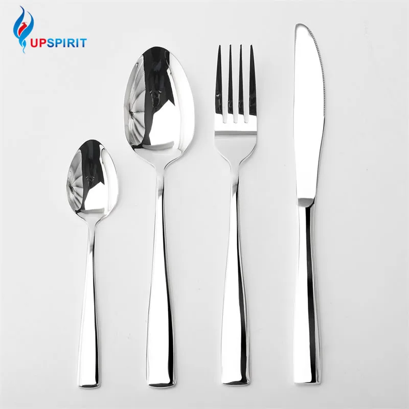 Посеребренный Обеденный набор столовые приборы из нержавеющей стали кухонная