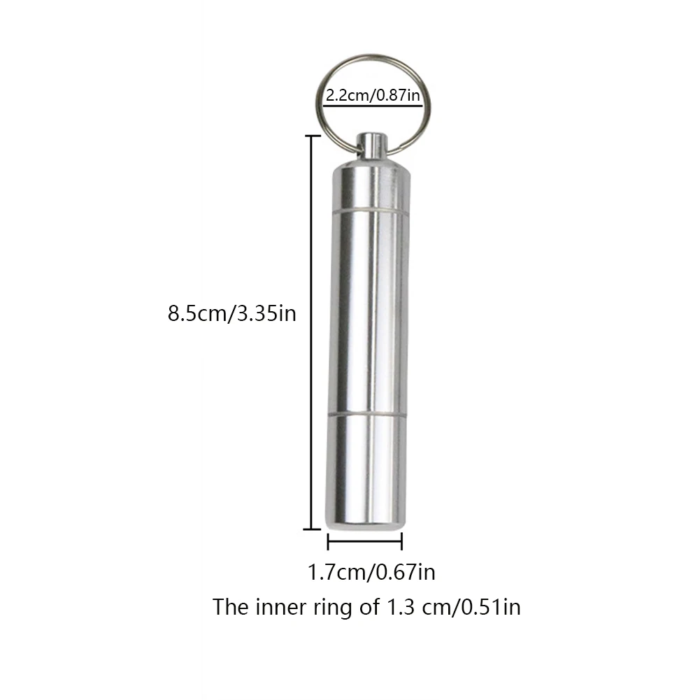 

4pcs Waterproof Aluminum Alloy Pill Box Medicine Case Container Bottle Holder Keychain Carabiner Outdoor Pill Case PillBox