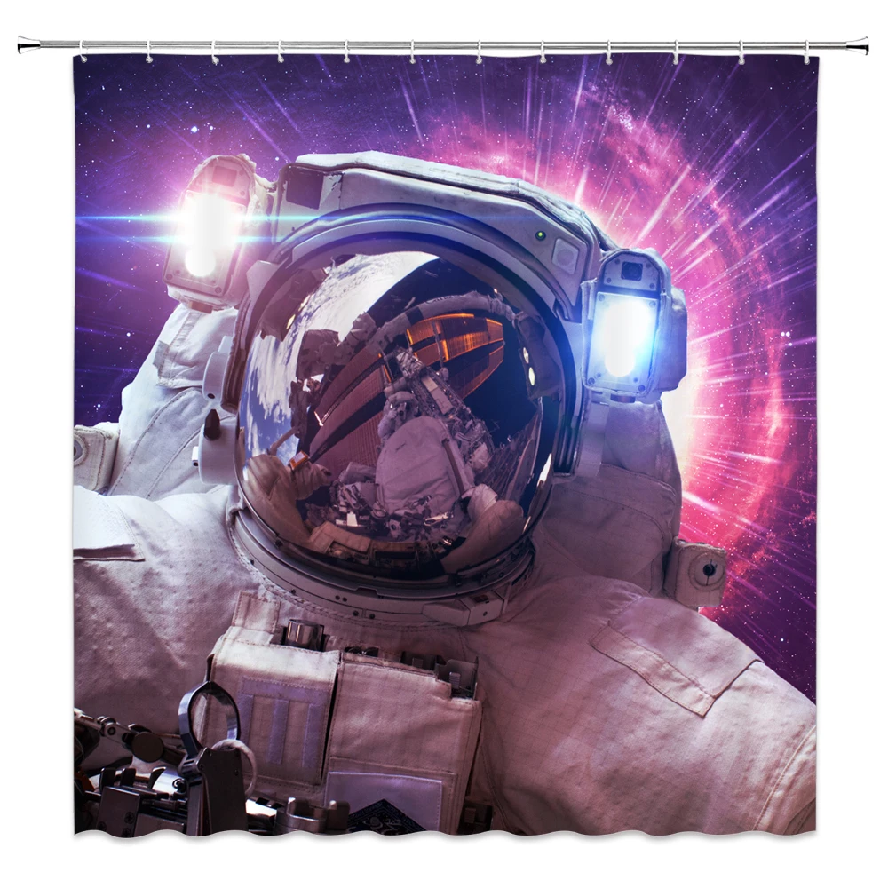 Астронавт занавески для душа забавная Вселенная животных космос планета пейзаж