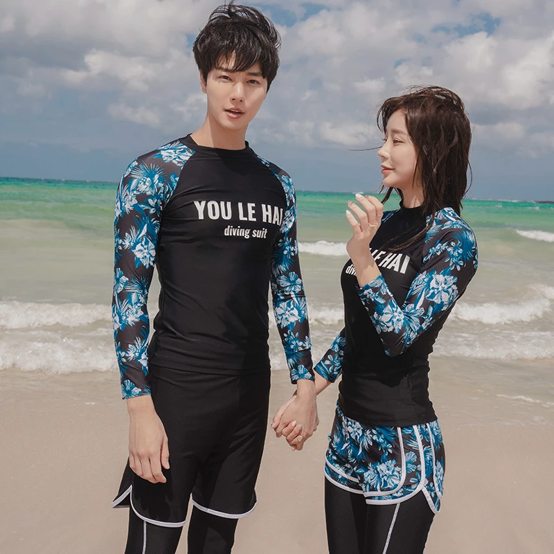 

2020 Newest Sport Swimsuit Long Sleeves Couple Surfing Suits Summer Women Men Rashguards Swimsuit Long Pants Bathing Suits