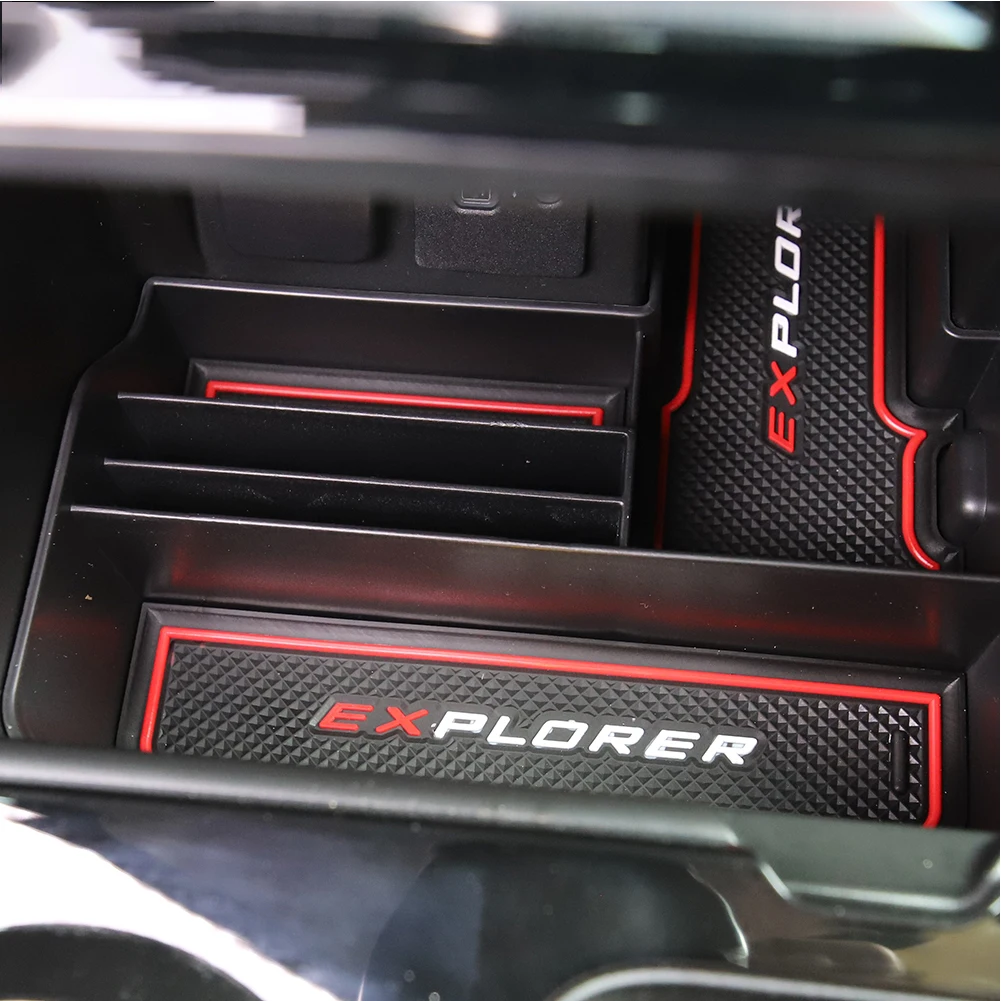 Скидка Автомобильный центральный подлокотник для Ford Explorer 2020 2021 Base XLT Limited ST, подстаканник, панель, лоток для хранения, автомобильный Органайзер, кон...