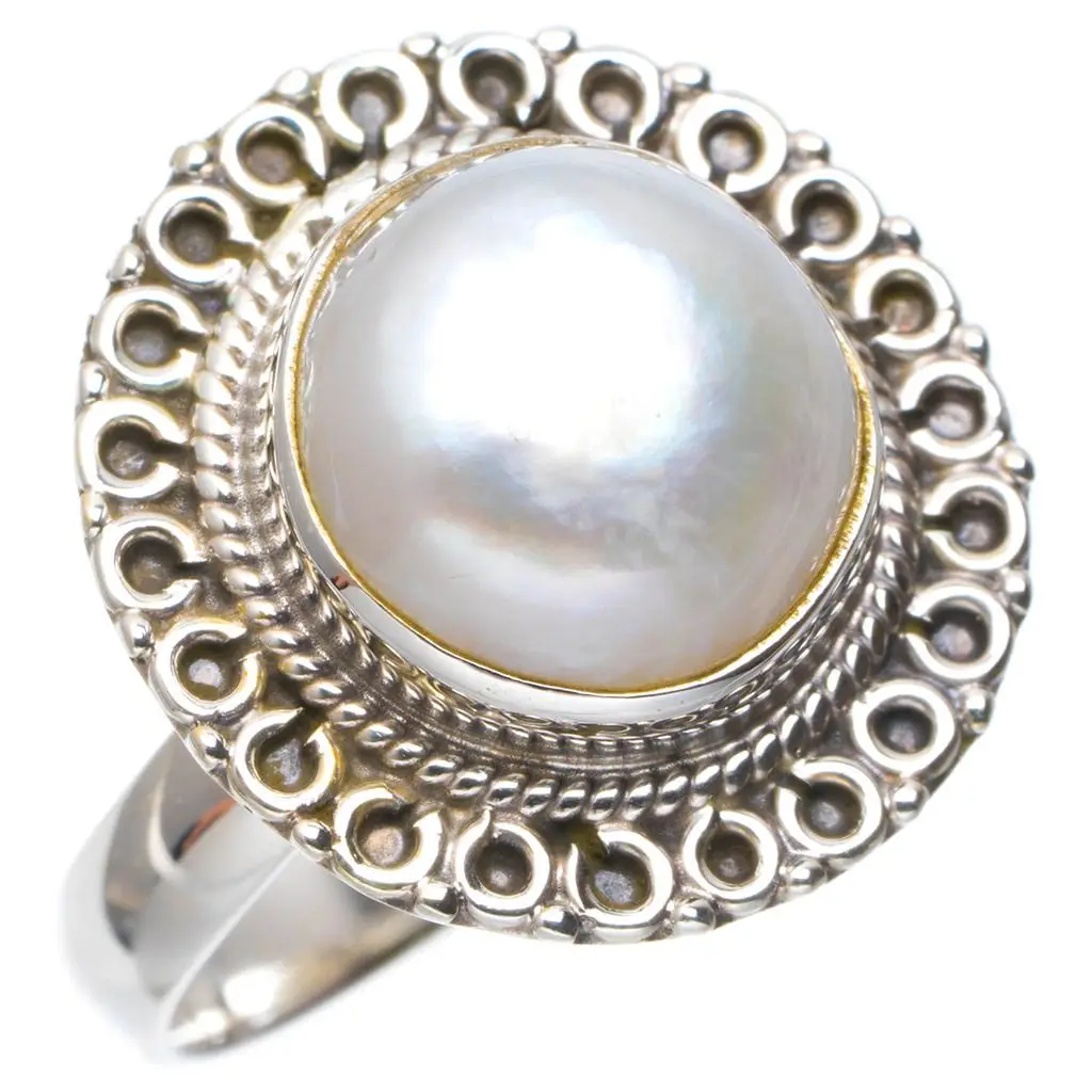 Натуральный речной жемчуг ручной работы уникальный 925 пробы Серебряное кольцо 8 5