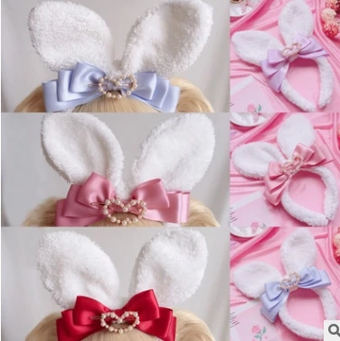 

Princess sweet lolita hairband Cute rabbit ear KC headband bear / tea bear hair band Lolita sweet soft sister hairband HZQX079