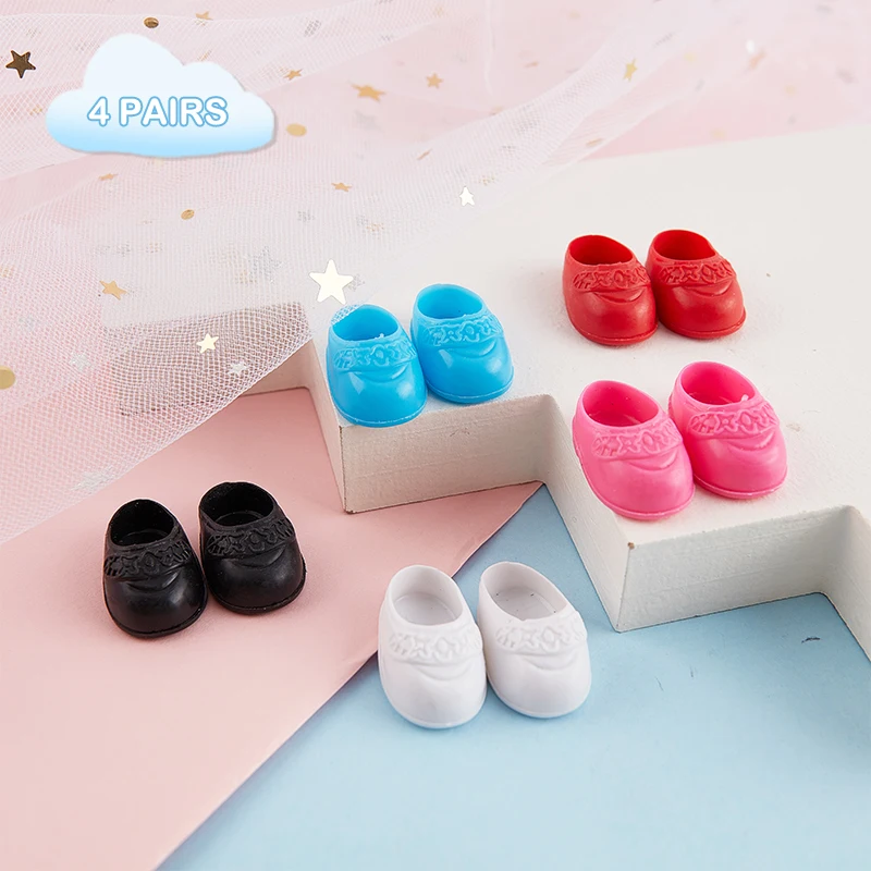 

Миниатюрные ботинки для кукольного домика 17 см, BJD куклы, универсальные, пластиковые, ПВХ туфли кукольные аксессуары, 4 пары