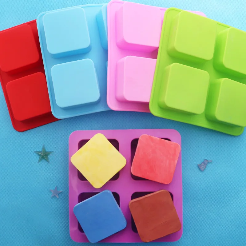 

4 Square Soap Silicone Cake Mold Handmade Soap Mould XG158