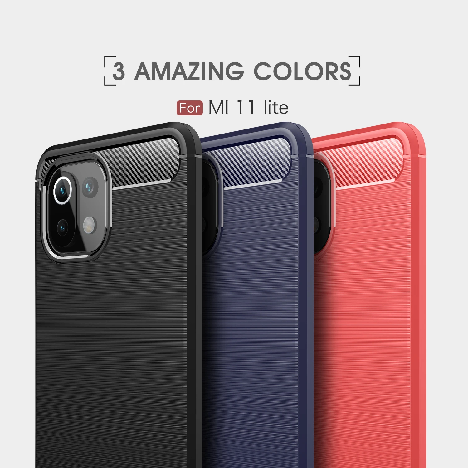 

For Xiaomi 11 Lite Case Luxury Carbon FIber Cover 360Full Protection Phone Case For Samsung For Xiaomi 11 Lite Cover Bumper
