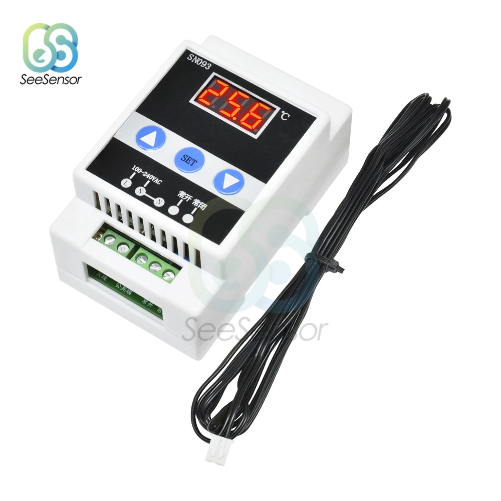 Guide Rail Thermoregulator Digital Temperature Controller Thermostat Refrigeration Heating Control 110-240V | Инструменты