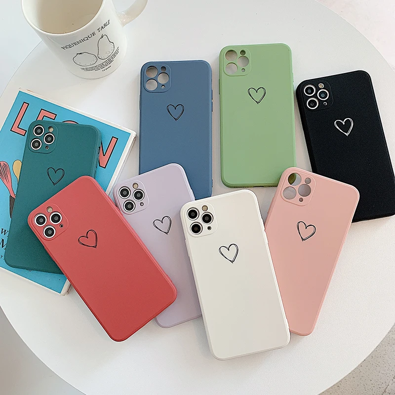 Силиконовый любящее сердце пары телефон чехол для iPhone 11 12 Pro X XR XS макс 7 8 Plus SE 2020