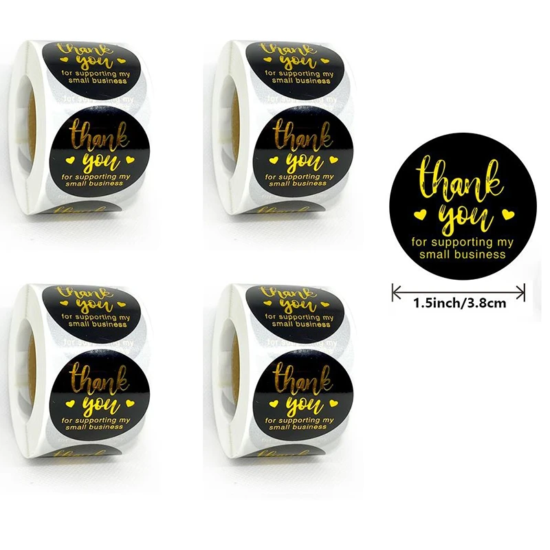 

4 Rolls Thank You for Supporting My Small Business Stickers, 1.5inch Font Thank You Stickers,500Pcs Each Roll