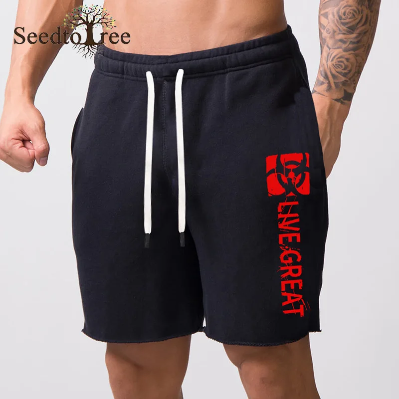 

Summer Men's Shorts Solid Color Loose Large Size Straight Knee Length Pants Sweat Absorbent Breathable Running Sports Pants