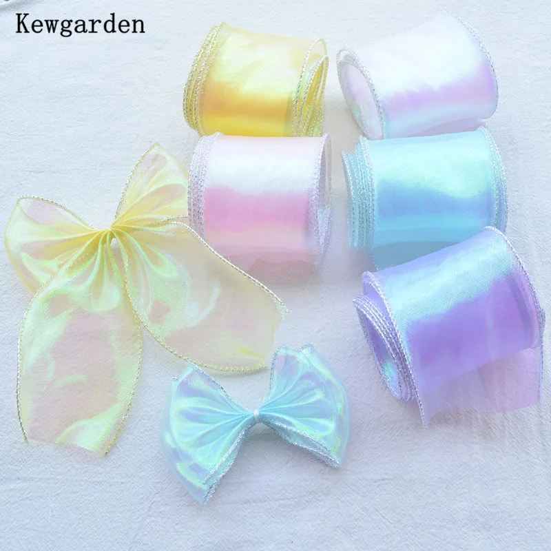 

Kewgarden Wholesale 6cm Sliver Hemming Organza Ribbon Handmade Tape DIY Bow Hair Accessories Packing Riband 35 Meters