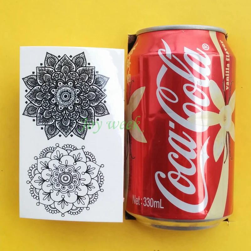 Водостойкая Временная тату наклейка сексуальный Лотос хной мандала тотем