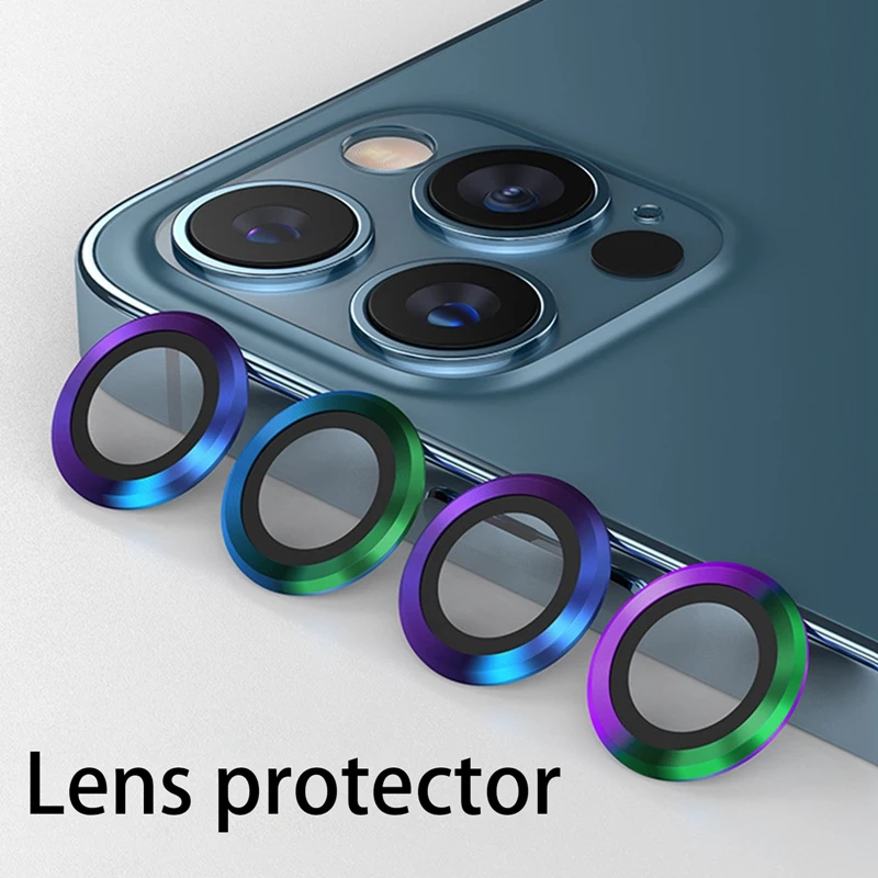 

Phone Back Camera Lens Metal Lens Film for iPhone 12Pro/Pro Max Metal Ring+Tempered Glass Camera Len Protector Phone Accessories