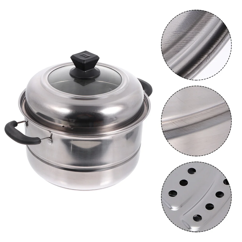 

1Pc Stainless Steel Steaming Pot Household Stockpot Creative Double-layer Pot