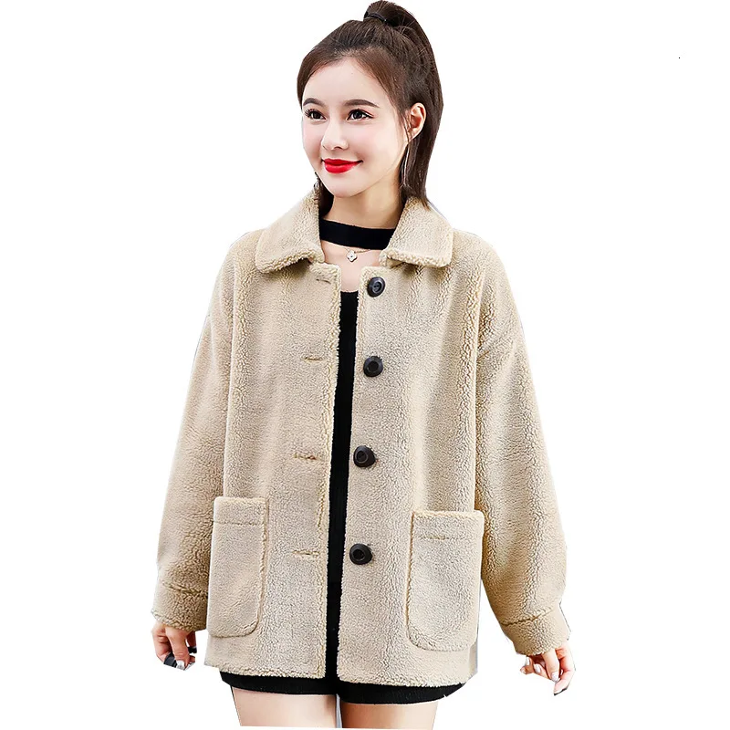 Year Winter Lapel Concise Comfortable Leisure Time Joker Directly Canister Pocket Grace Charm Loose Coat | Женская одежда