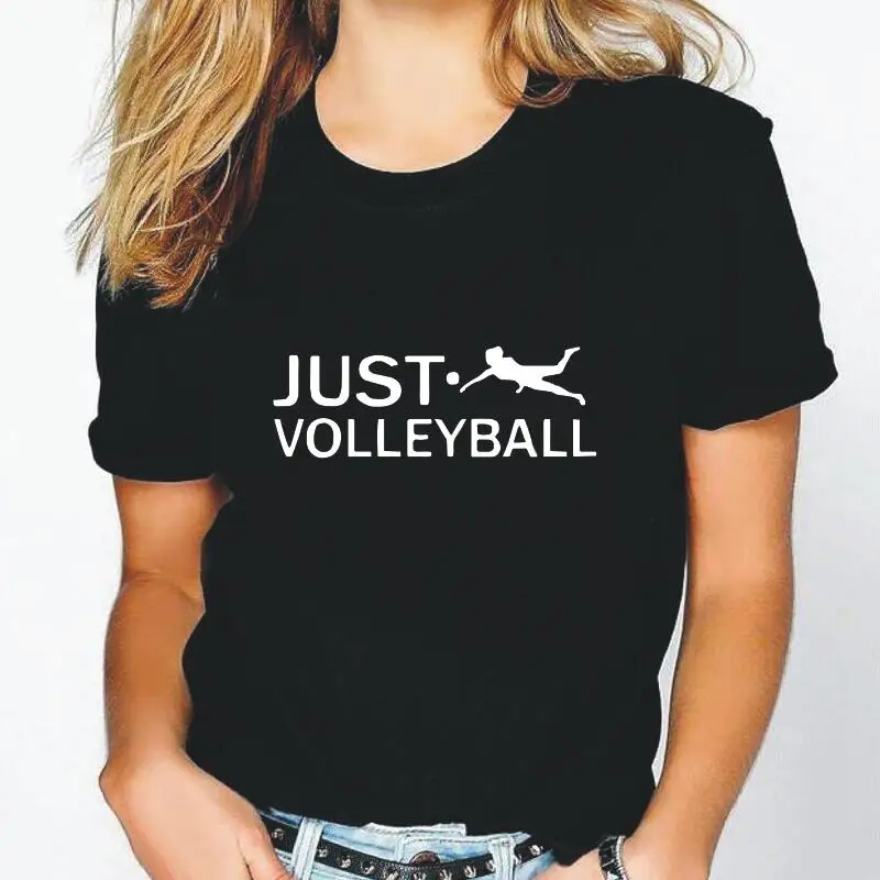 

Футболка женская хлопковая с коротким рукавом, смешной Повседневный Топ в стиле Харадзюку, с рисунком просто Волейбольного мяча, модная руб...