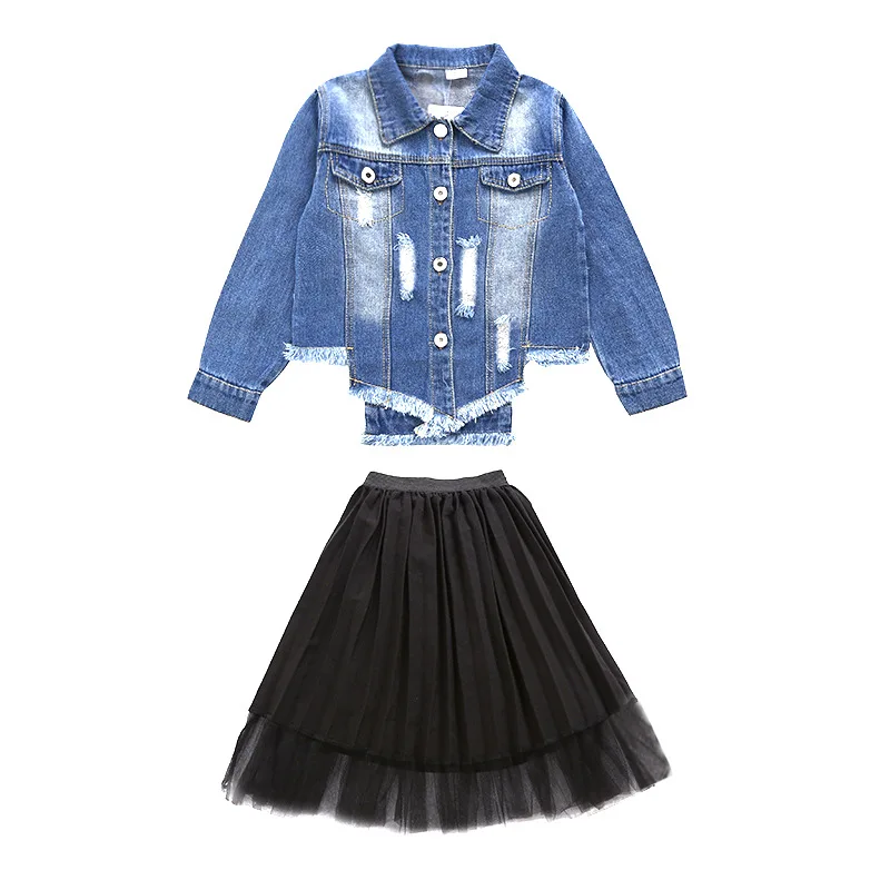 

Children's wear 2021 spring and autumn new girls' denim two piece suit