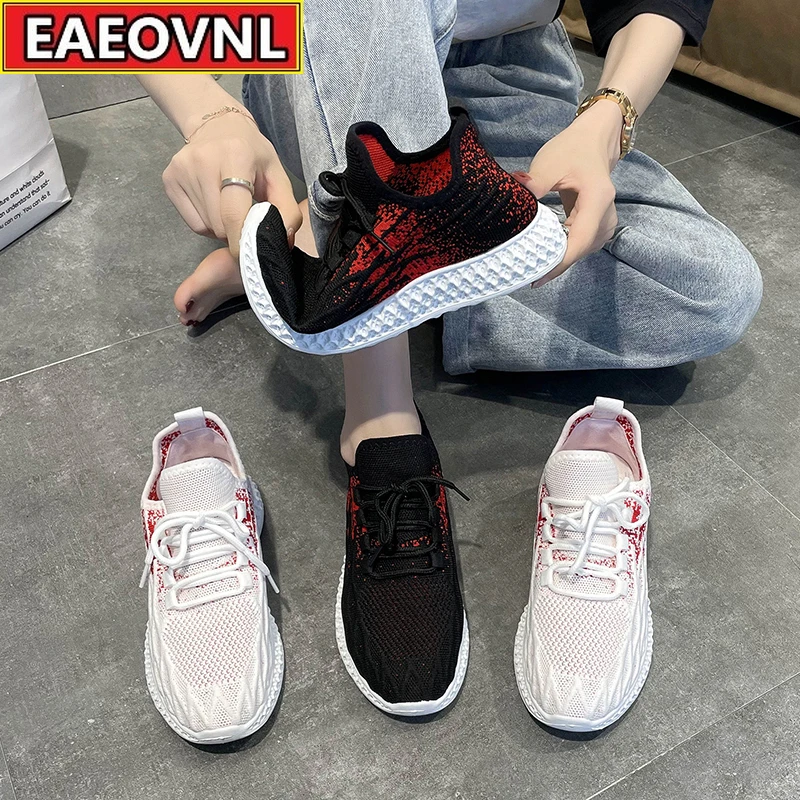 

Women's Sports Shoes 2021 New Knit Outdoor Casual Shoes Autumn Fashion Low Upper Shoes Flat Comfortable Women's Shoes Off White