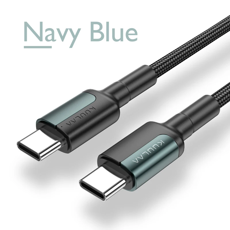 KUULAA usb type-C кабель для быстрой зарядки для samsung S10 S9 PD 60 Вт Быстрая зарядка USB-C кабель для устройств type-C - Color: Navy Blue