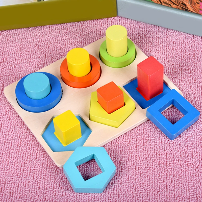 

Baby Toys Educational Wooden Geometric Sorting Board Montessori Kids Educational Toys Building Puzzle Child Gift