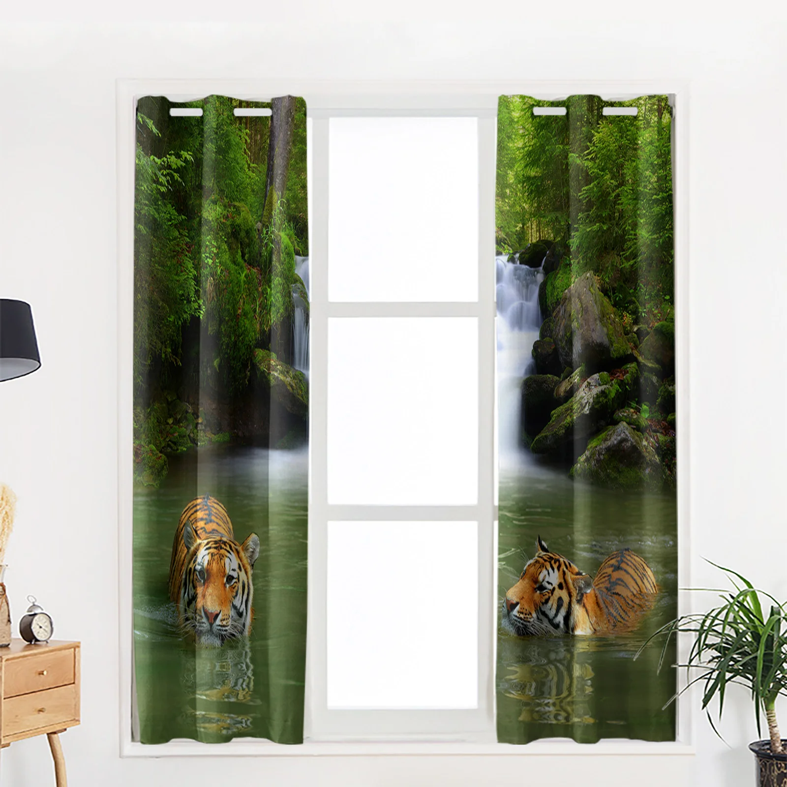 

Tiger In The River Blackout Curtain Living Room Window Curtain Children's Blackout Curtains for The Bedroom