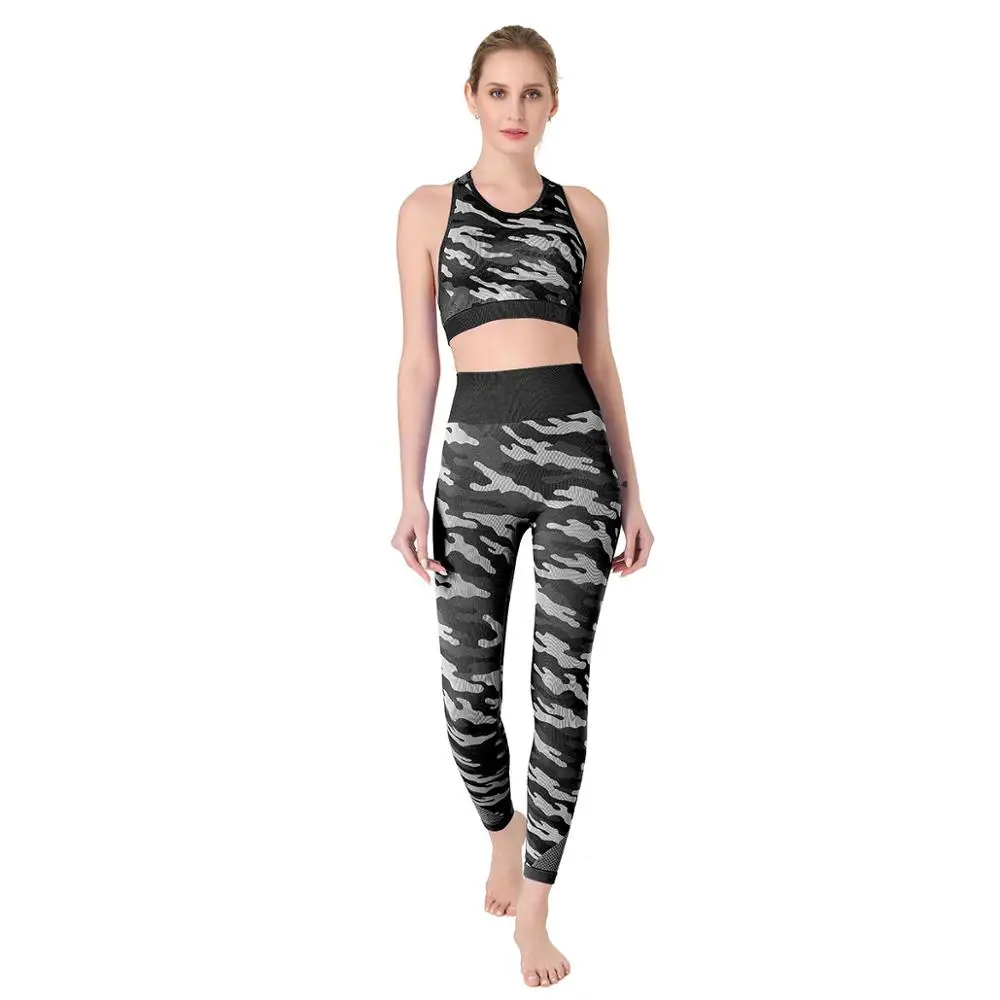 Vrouwen Camo Sport Pak Gym Workout Crop Top Scrunch Butt Leggings Yoga Set Naadloze Hoge Taille Oefening Yoga Sportkleding Vrouwen Camo Sport Pak Gym Workout Crop Top Scrunch Butt Leggings Yoga Set Naadloze Hoge Taille Oefening Yoga Sportkleding