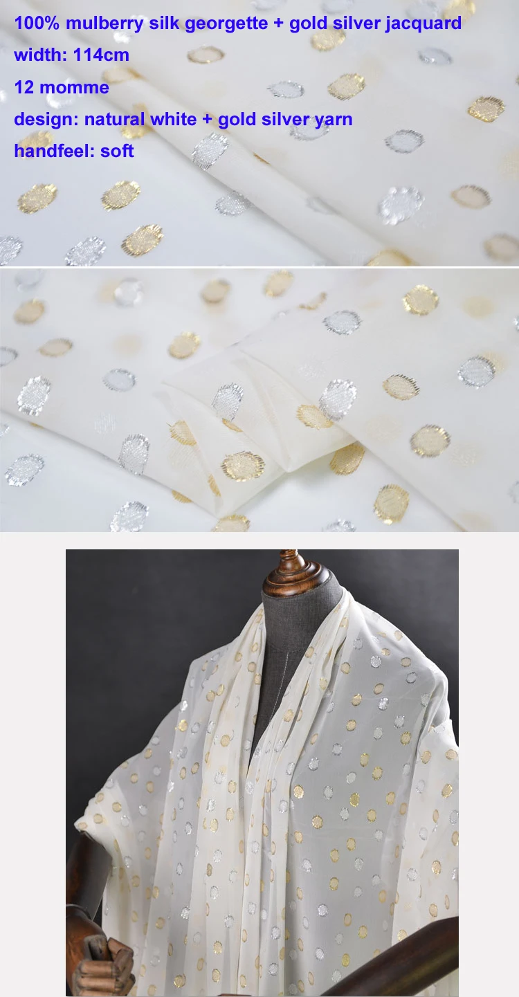 jacquard 3 Метр Продвижение шелковые ткани шифон креп органза шелк лен хлопок Шармез сетка натуральный - Цвет: jacquard 3