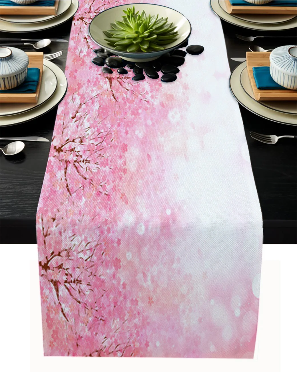 

Japanese Style Cherry Blossoms Table Runner For Home Wedding Banquet Festival Party Hotel Placemat Coasters Home Decoration