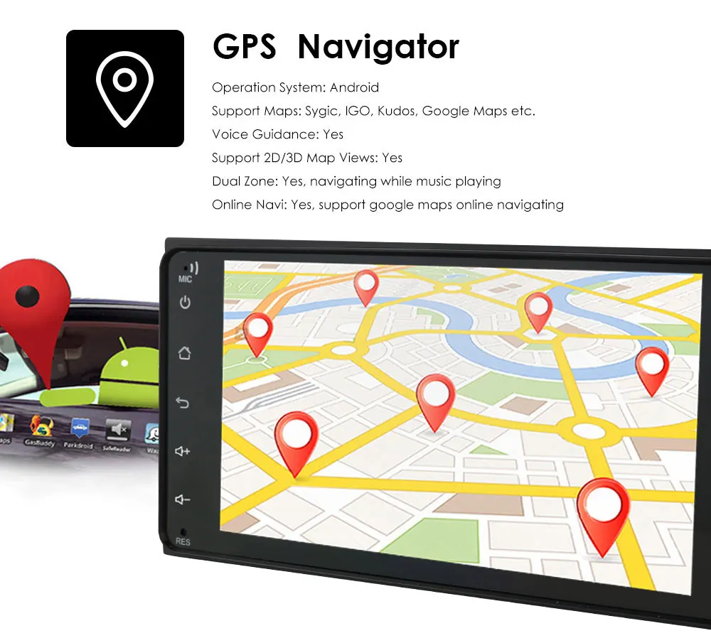 Универсальный Автомобильный мультимедийный плеер 2 + 16 дюймов стерео магнитола