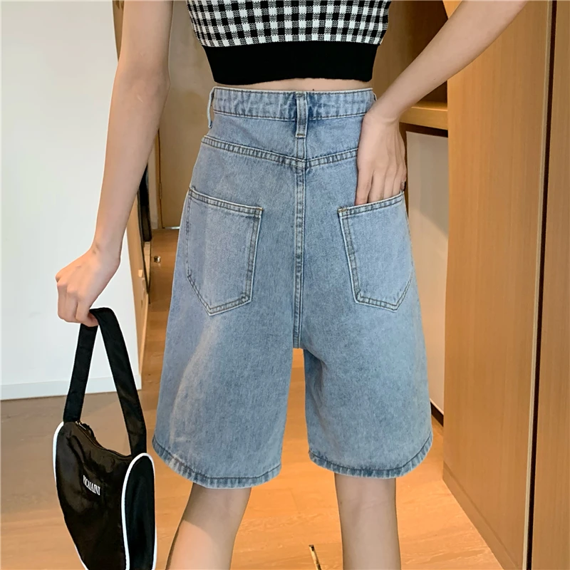 Summer women clothing shorts ulzzang Loose straight casual shorts student sports simple mujer wild harajuku denim jeans shorts