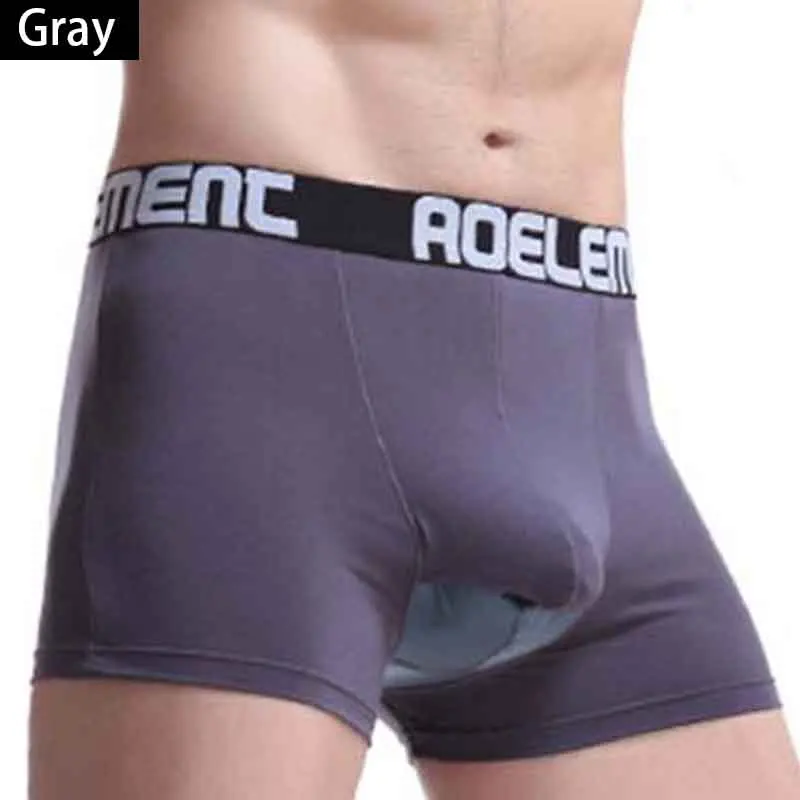 Gray 036 Сексуальное мужское мягкое нижнее белье из модала, боксерское короткое нижнее белье для ухода за мошонкой, Капсульная функция для здоровья молодежи, сеульские выпуклые разделительные боксеры - Цвет: Gray 036