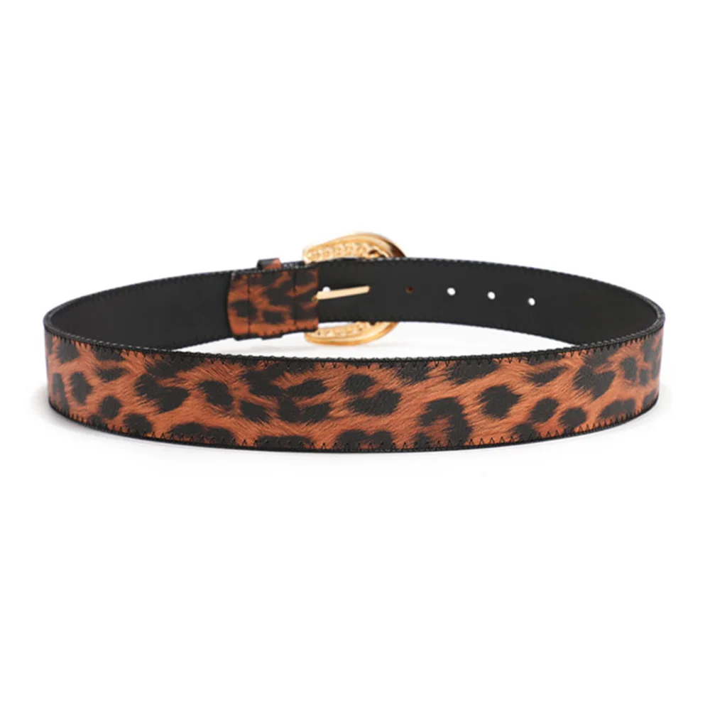 

Ladies Good Quality PU Leather Belts Women's Casual Fashion Design Leopard Yellow Belt for Women Skirt 4.1cm Width AK027