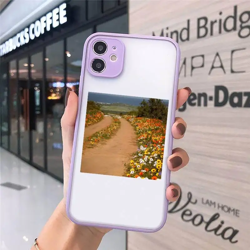 

Cottagecore Style Phone Cases Matte transparent For Purple iPhone 12 Mini 11 Pro XR XS Max 7 8 Plus X Back Cover