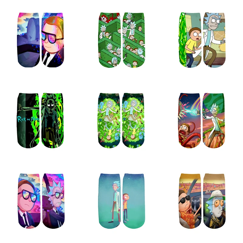 Новейшие Rick and Morty 3D печатных мультфильм милые короткие носки для мужчин женщин harajuku корейские носки RS-007