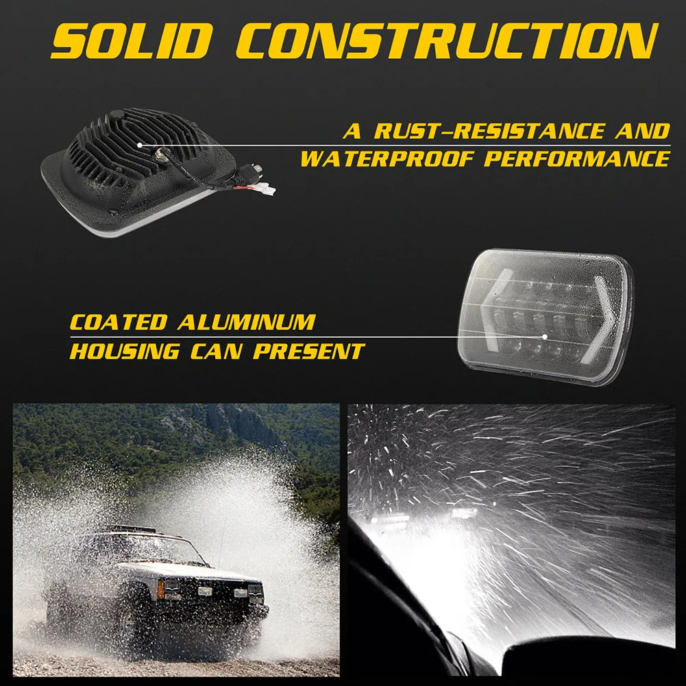 

Hot 2pcs 300W 7in LED Headlights Headlamp with High Low Beam for Off-road Vehicle Truck Bus J99