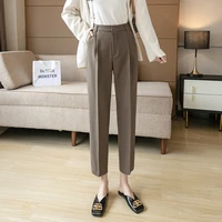 high waisted korean style straight ankle length harem pants 2020 autumn new suit casual harajuku solid women pants 330b