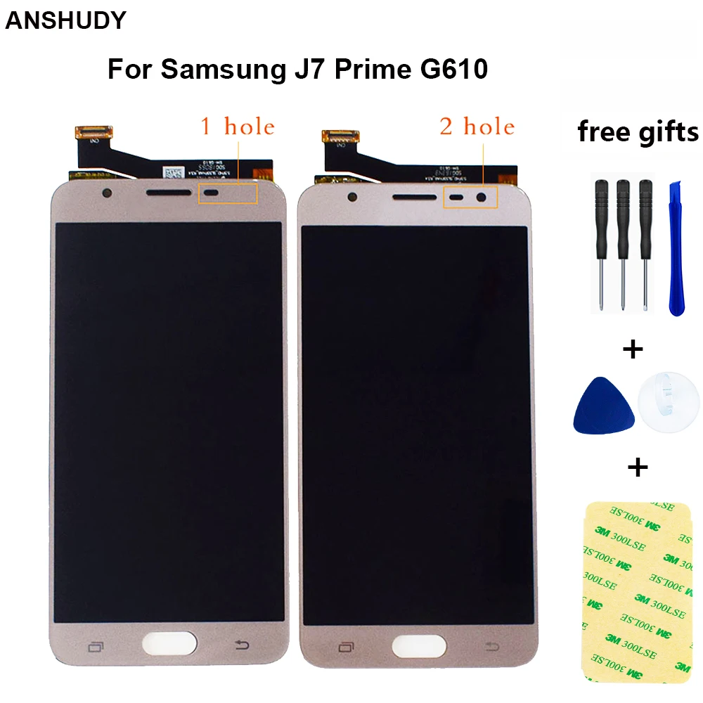 

For Samsung Galaxy J7 Prime G610 G610F On7 2016 G6100 LCD Display Touch Screen Assembly Single Double Holes Replace Digitizer