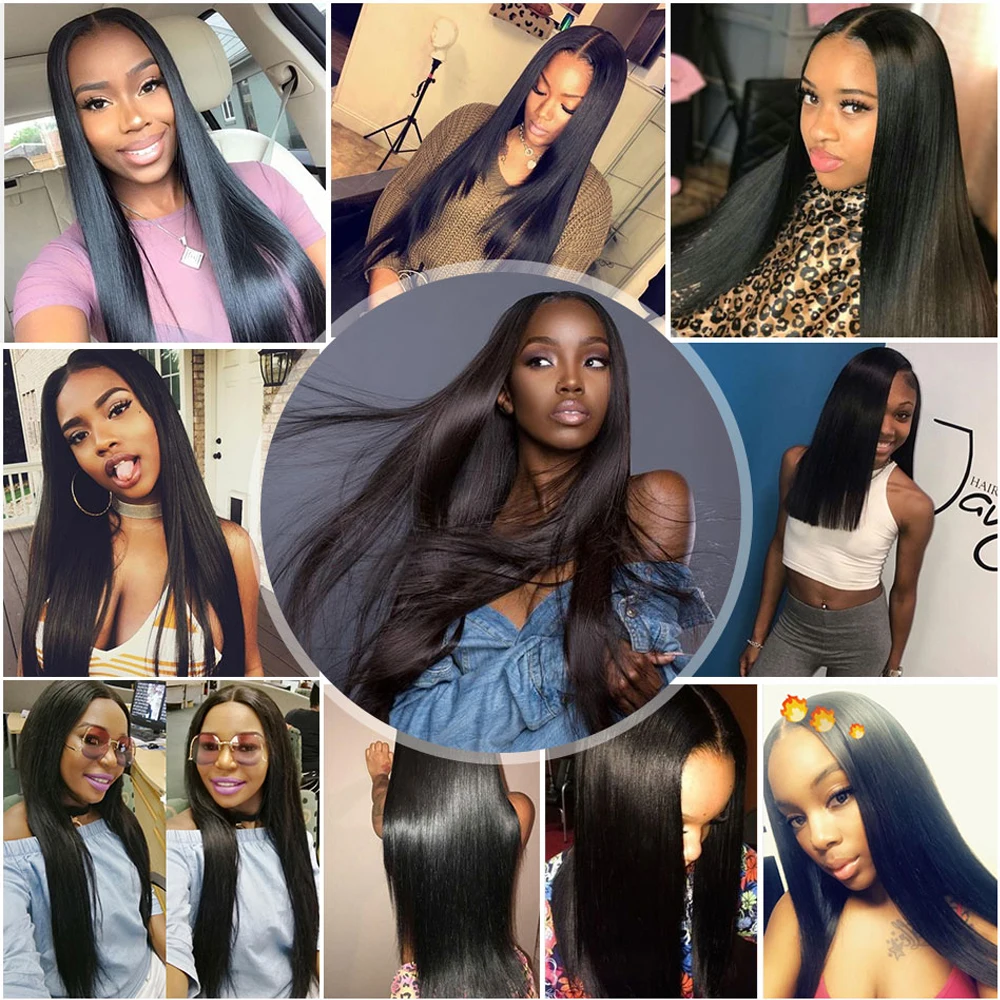 

30 40 Inch Bundles With 6x6 4x4 Lace Closure Straight Weave Peruvian Human Hair Remy Hair Extension 180% Density For Black Women