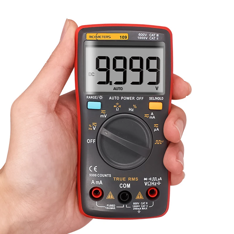 Цифровой мультиметр 9999 отсчетов Мини Авто Диапазон True RMS квадратная волна AC DC