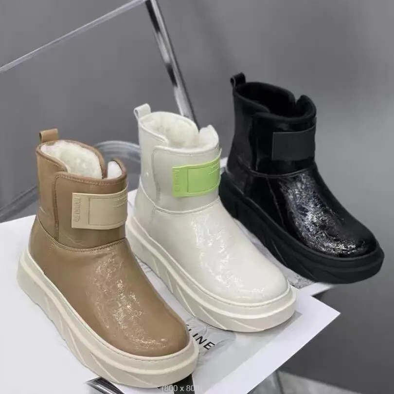 

2021 winter new women's Snow boots Fashion high quality Fur Plush thickening warm Leather boots Woman boots botas de mujer