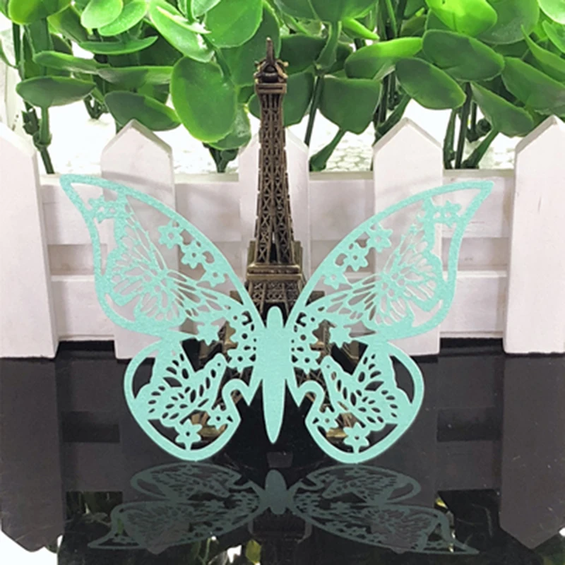 50 шт. бабочка Лазерная резка бокал для вина бумажные карты Эскорт место чашки DIY