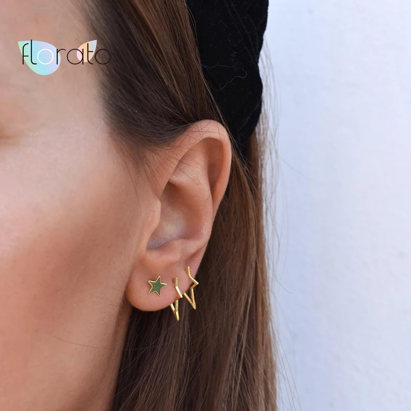 

Fine 925 Sterling Silver Star Stud Earrings For Women Minimalist Style Earrings Exquisite Personality Party Jewelry