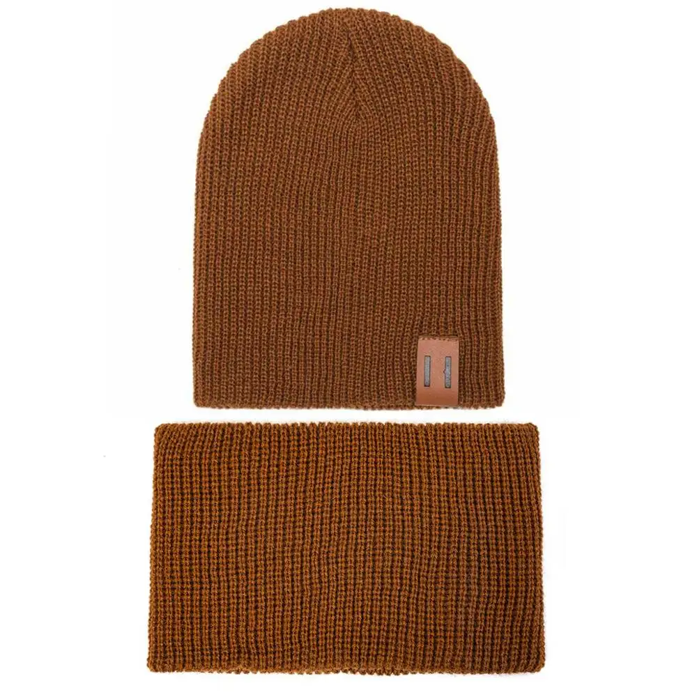 Caramel colour Новая зимняя шапка, шарф для девочек, комплект детской одежды, теплый шарф для девочек, Для Мальчиков Шапка Для мужчин Для женщин теплая одежда для младенцев из хлопка зимний шарф с головным убором, с рисунком шапки-унисекс - Цвет: Caramel colour