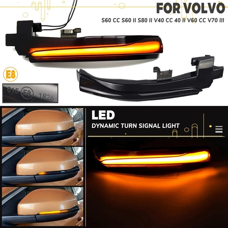 

For Volvo V40 CC II V60 S60 2011-2018 S80 V70 III Car Dynamic LED Turn Signal Light Rearview Mirror Light Indicator