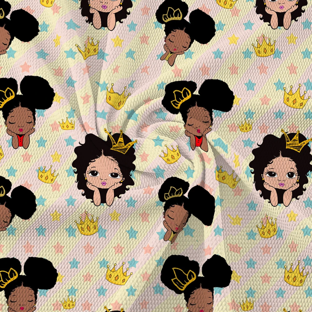 Пузырчатая ткань черного цвета с принтом для маленькой девочки полиэстер из